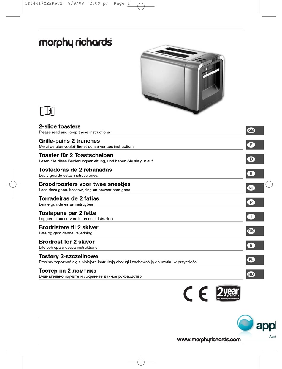 MORPHY RICHARDS 44417 USER MANUAL Pdf Download ManualsLib