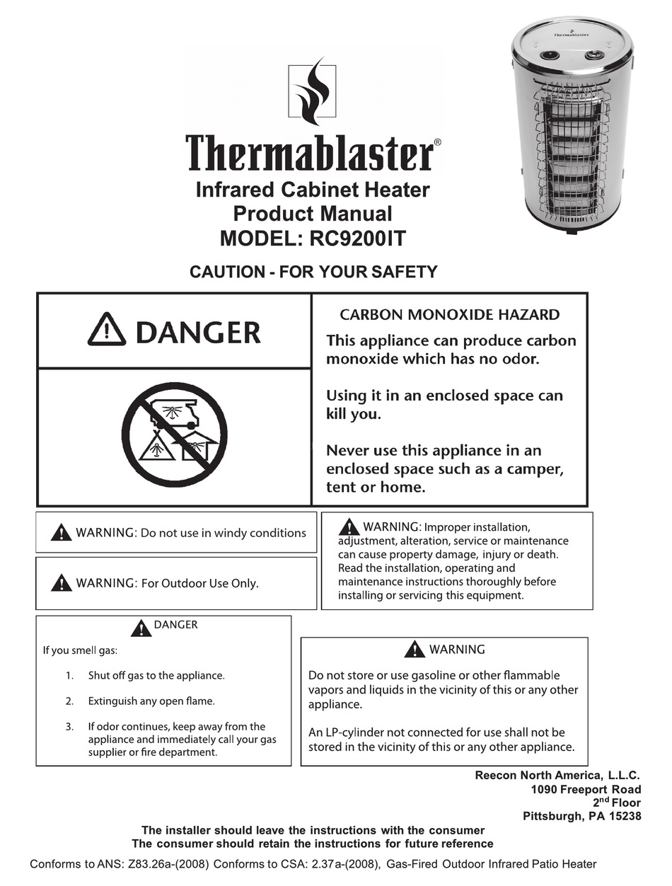 THERMABLASTER RC9200IT PRODUCT MANUAL Pdf Download ManualsLib