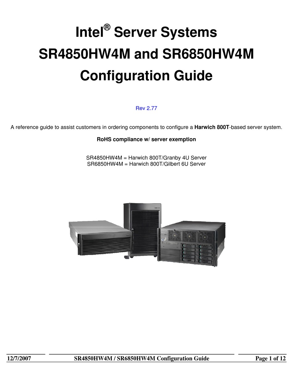 INTEL SR6850HW4M CONFIGURATION MANUAL Pdf Download ManualsLib