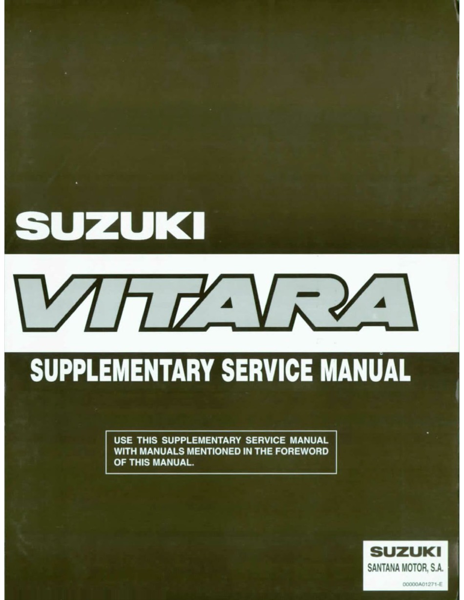 SUZUKI VITARA SUPPLEMENTARY SERVICE MANUAL Pdf Download | ManualsLib