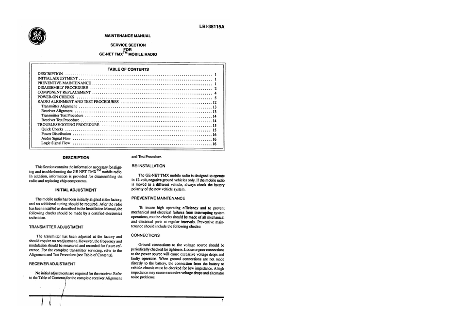 GE -NET TMX MAINTENANCE MANUAL Pdf Download Manuals