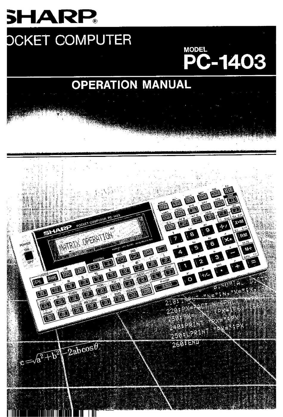 SHARP PC1403 OPERATION MANUAL Pdf Download ManualsLib