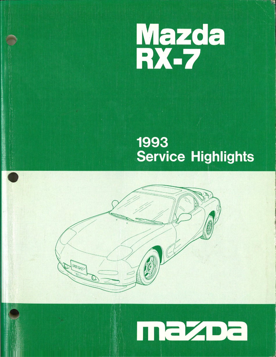 MAZDA RX-7 1993 SERVICE HIGHLIGHTS Pdf Download | ManualsLib