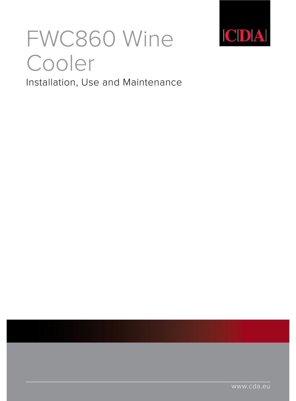 CDA FWC860 INSTALLATION, USE AND MAINTENANCE MANUAL Pdf Download