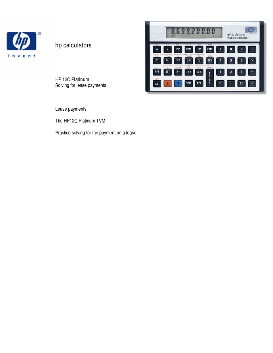 HP 12C INSTRUCTION MANUAL Pdf Download ManualsLib