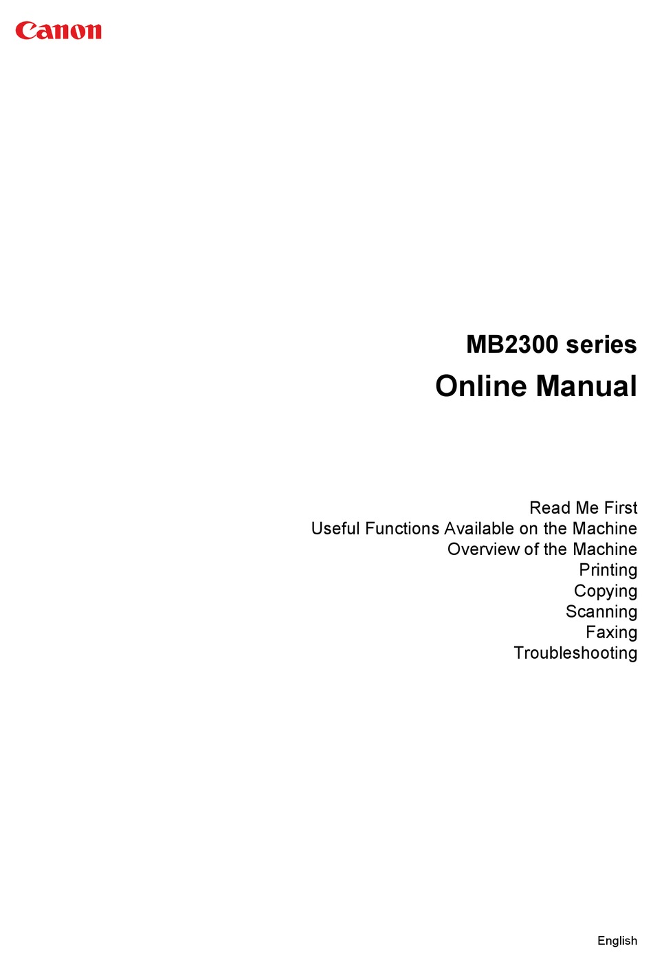 CANON MB2300 SERIES ONLINE MANUAL Pdf Download | ManualsLib