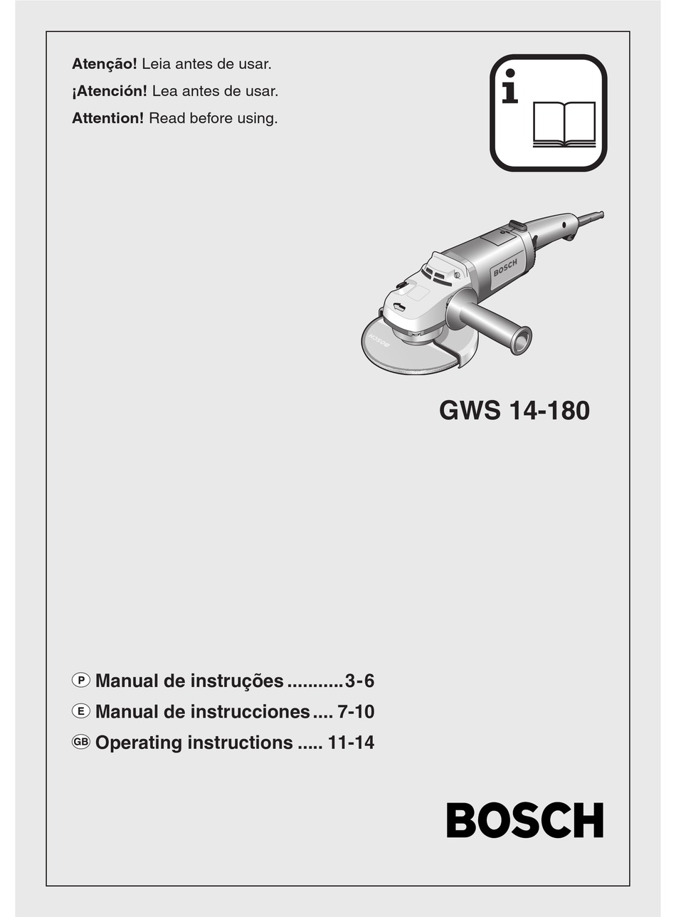 BOSCH GWS 14-180 OPERATING INSTRUCTIONS 