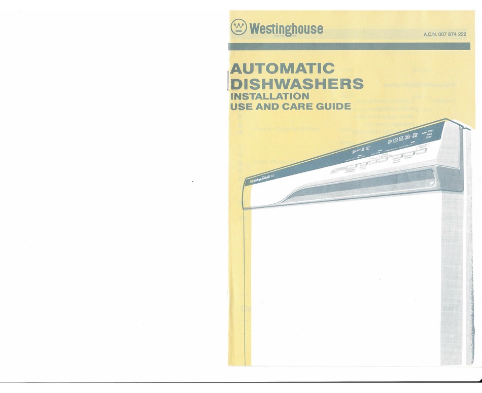 WESTINGHOUSE SILHOUETTE 906 INSTALLATION, USE AND CARE MANUAL Pdf