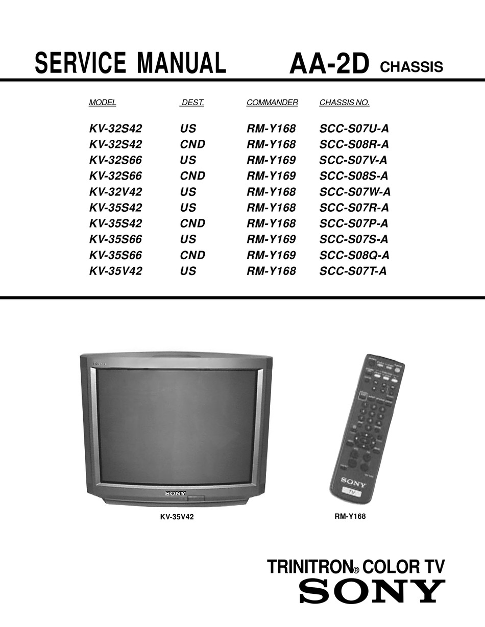 SONY KV32S42 SERVICE MANUAL Pdf Download ManualsLib