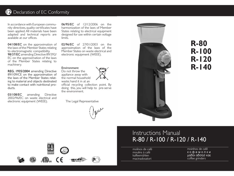 Wirsh D150B Electric Coffee Grinder User Manual