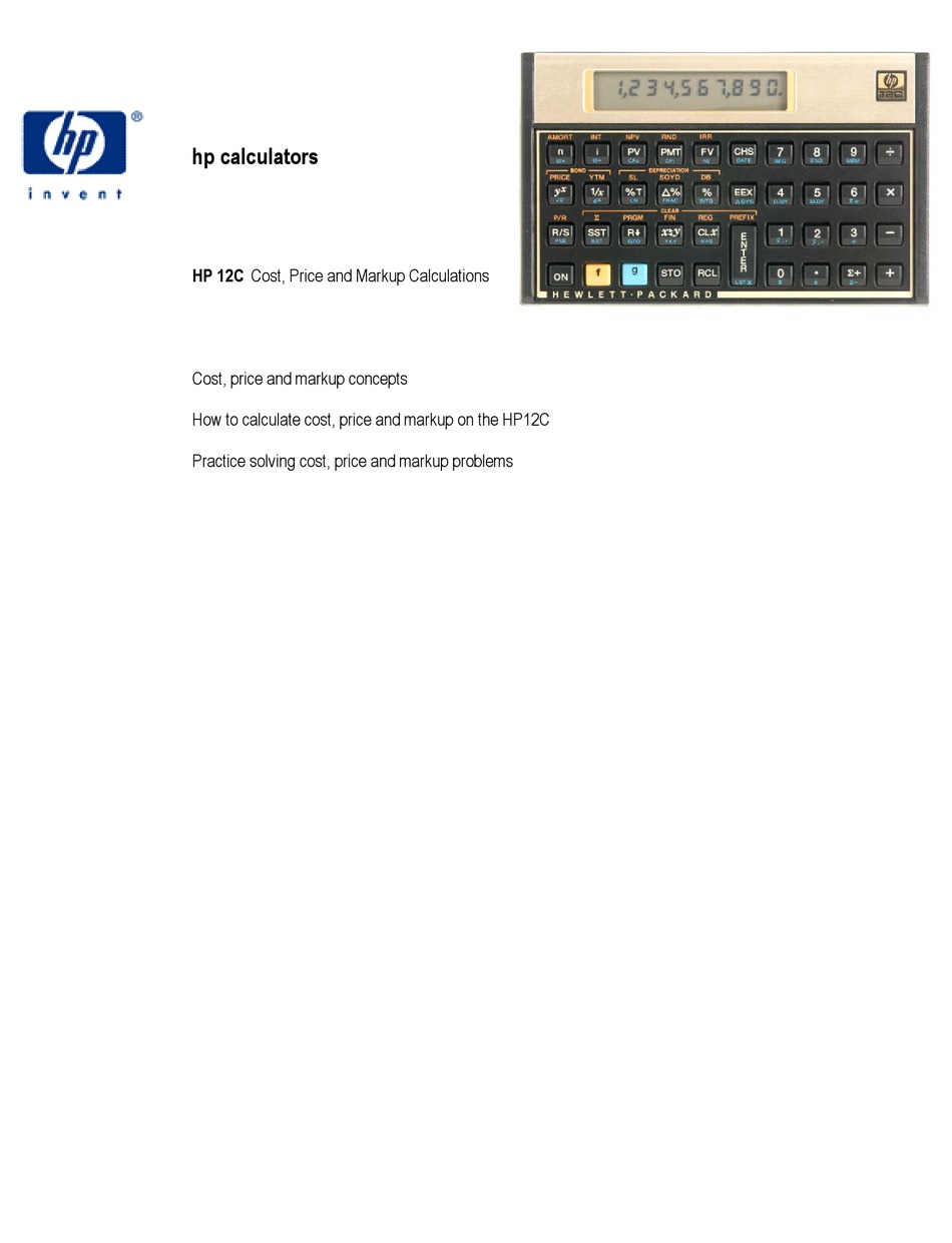 Hp 12c Instruction Manual Pdf Download Manualslib 8184