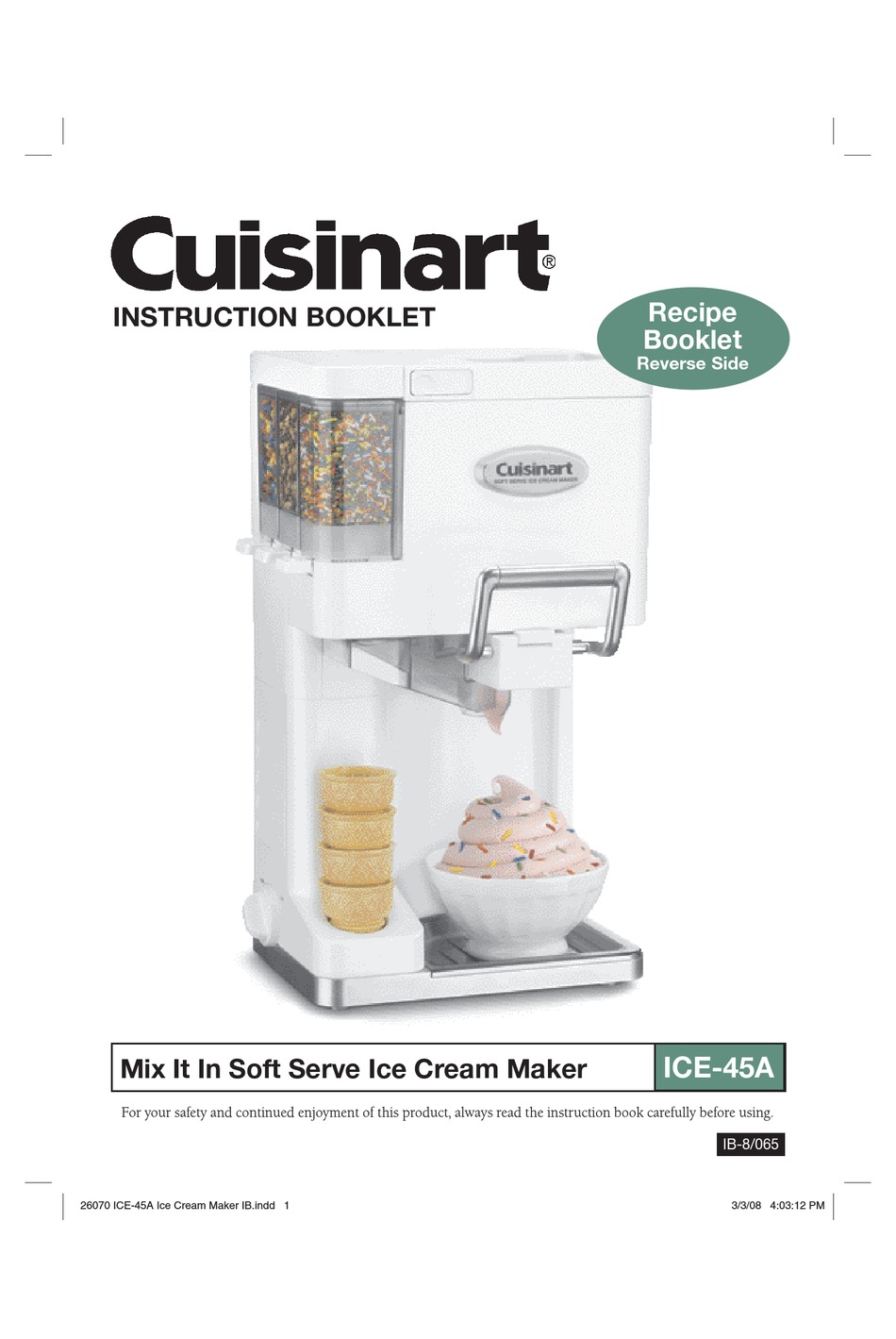 Cuisinart ice discount cream maker instruction