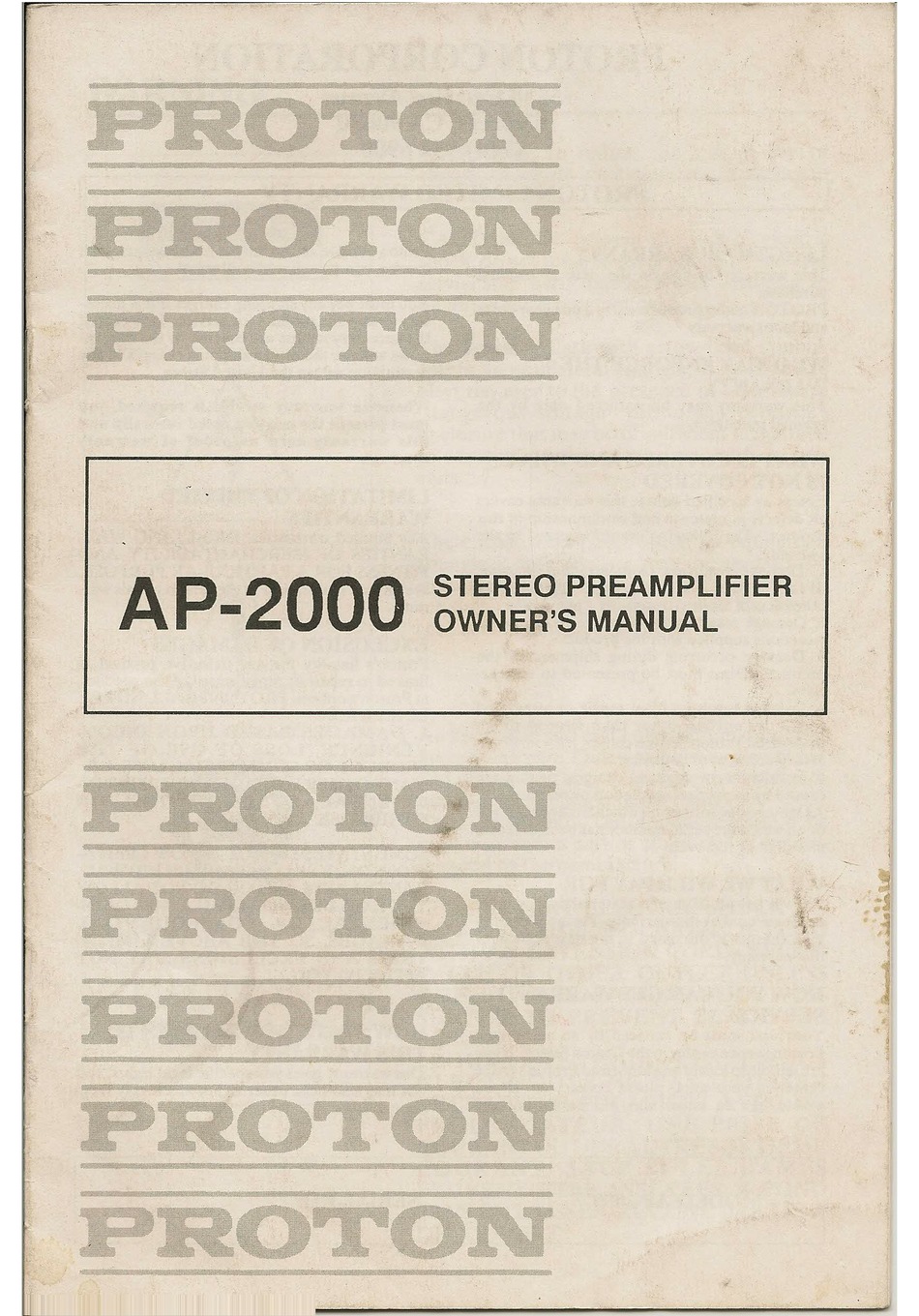 PROTON AP-2000 OWNER'S MANUAL Pdf Download | ManualsLib
