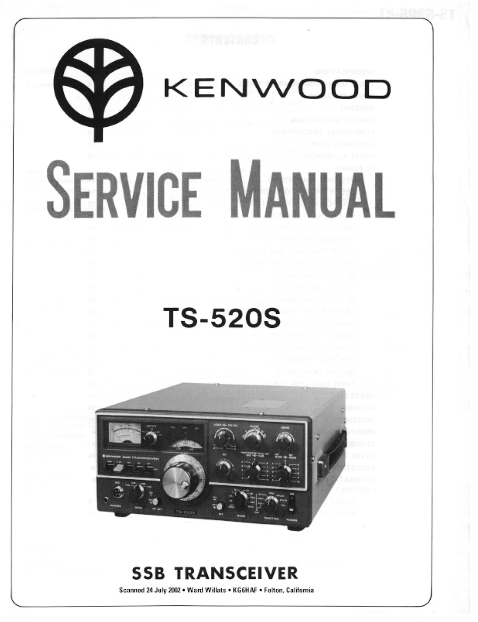 Kenwood TS-520 Instruction &Service Manual on 32LB w/Foldout schematic 