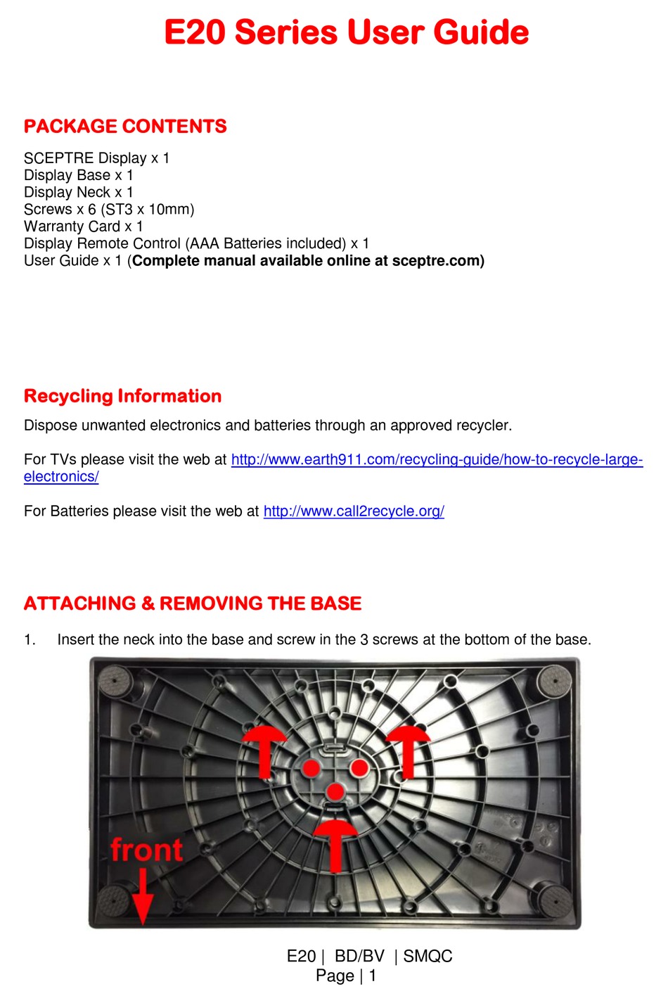 SCEPTRE E205BVSMQC USER MANUAL Pdf Download ManualsLib