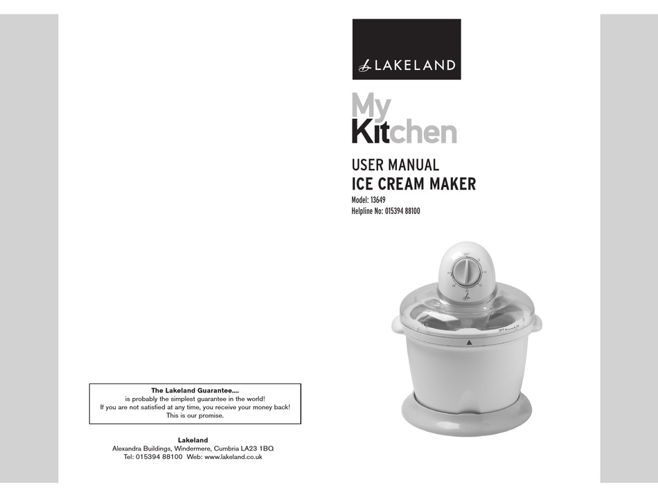 Lakeland ice cream maker instructions sale