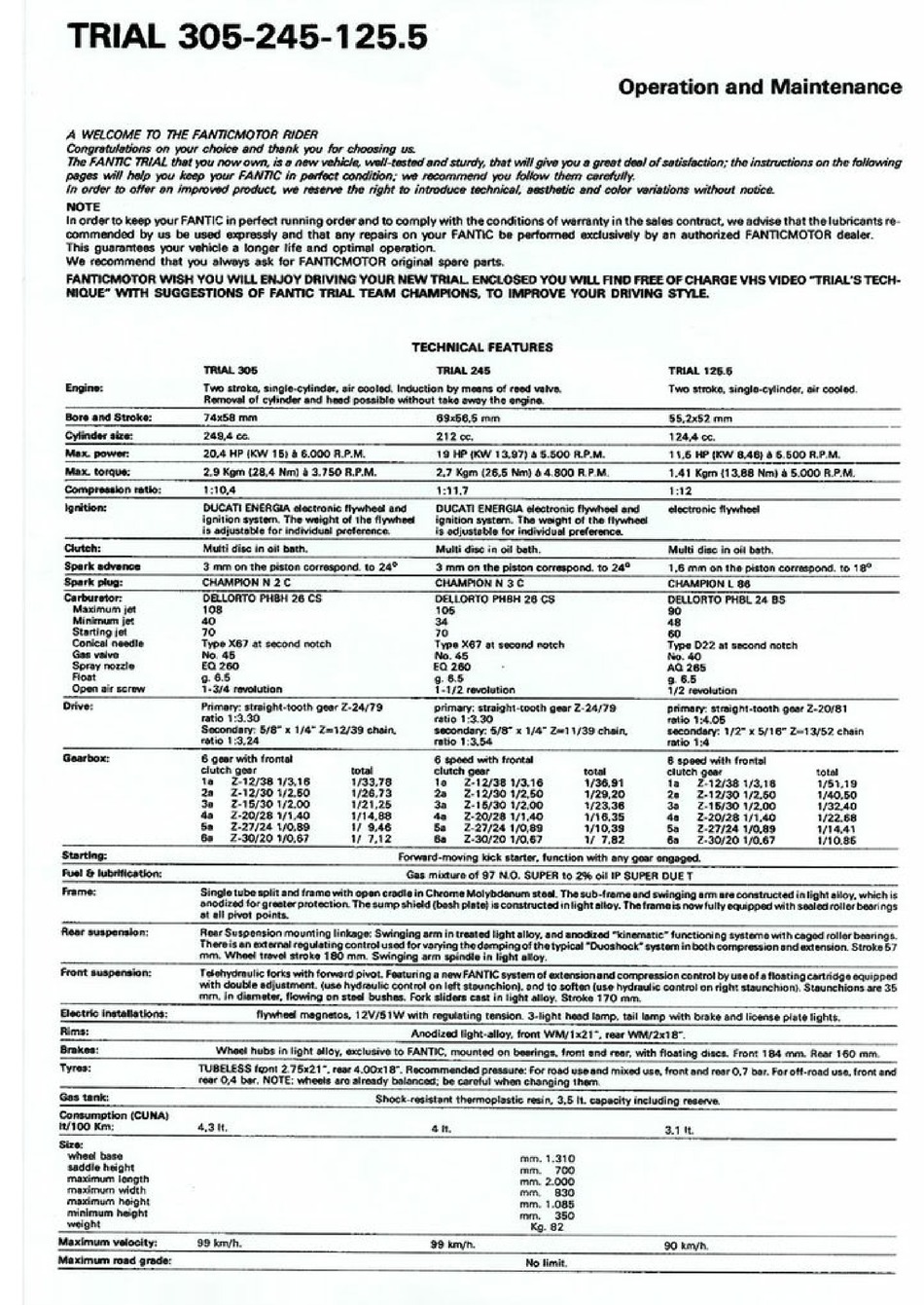 FANTIC MOTOR TRIAL 305 OPERATION AND MAINTENANCE Pdf Download | ManualsLib