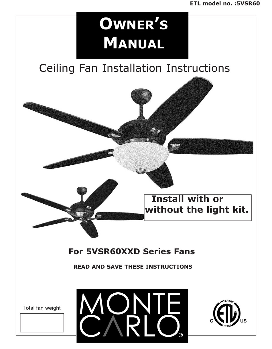 Monte Carlo Fan Company 5vsr60d