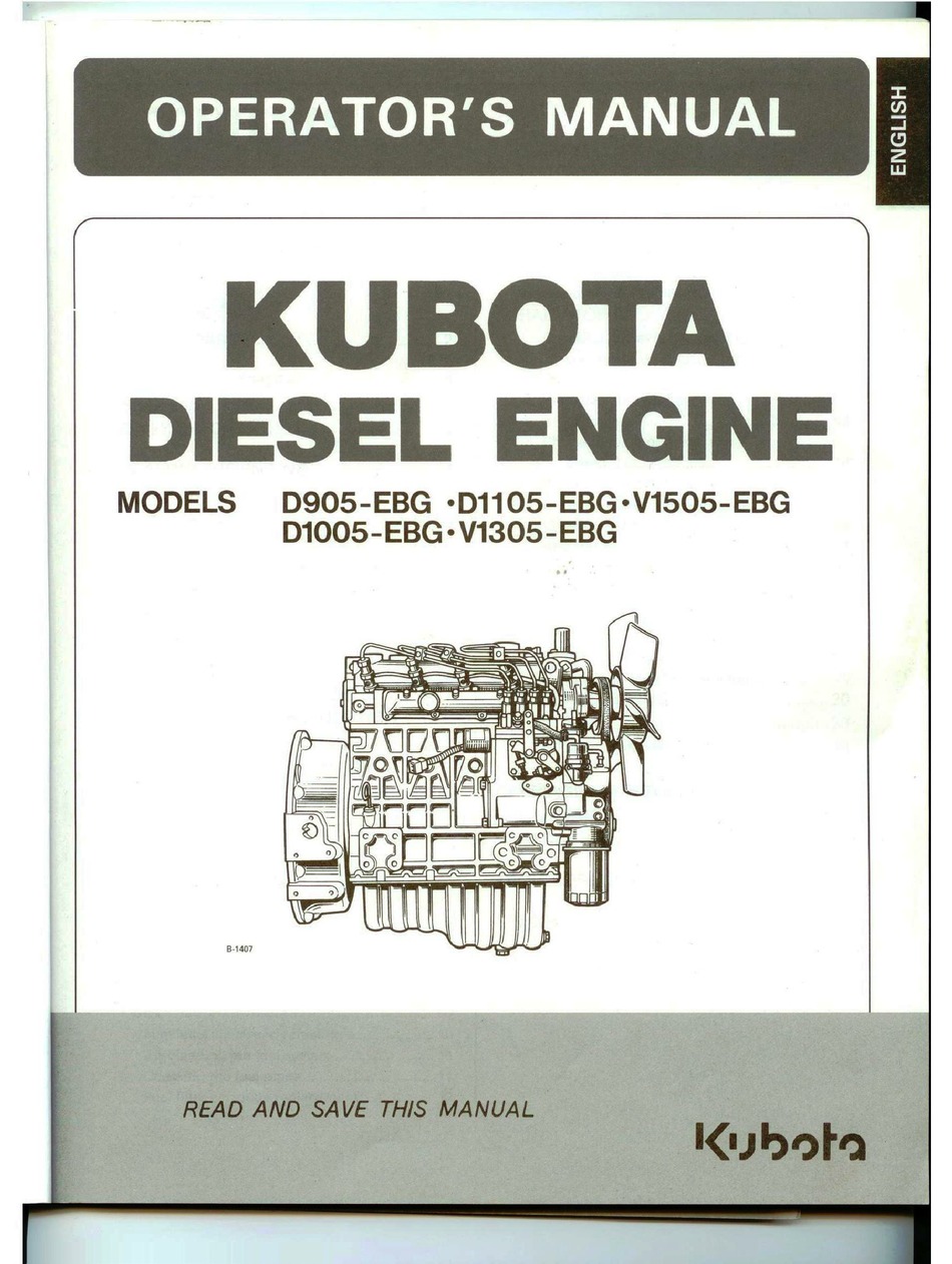 Kubota engine D905-EBG V1205-EBG operators manual