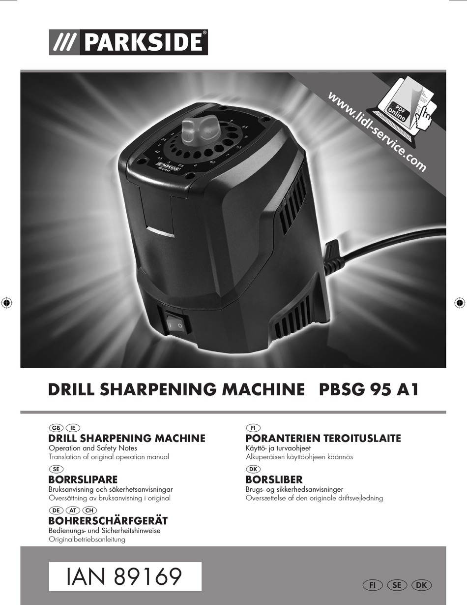 Image of Parkside PBSG 95 A1 drill sharpening machine