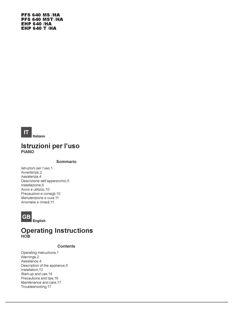 HOTPOINT ARISTON PFS 640 MS /HA OPERATING INSTRUCTIONS MANUAL Pdf Download  | ManualsLib