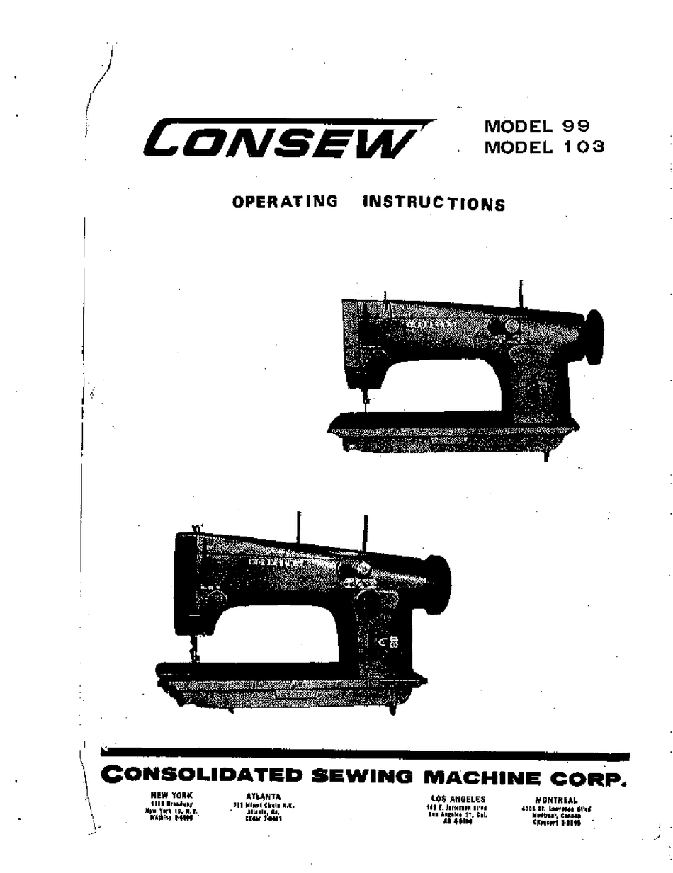 CONSEW 99 OPERATING INSTRUCTIONS MANUAL Pdf Download | ManualsLib