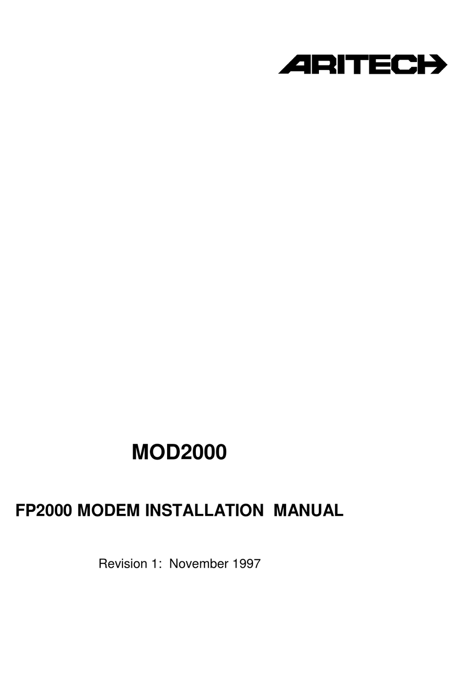 ARITECH MOD2000 INSTALLATION MANUAL Pdf Download ManualsLib