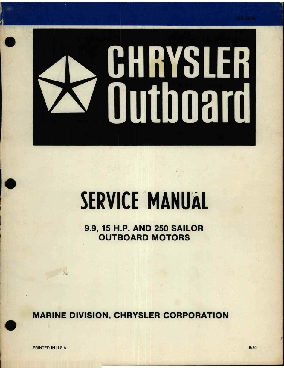 CHRYSLER 9.9 H.P. SERVICE MANUAL Pdf D | M