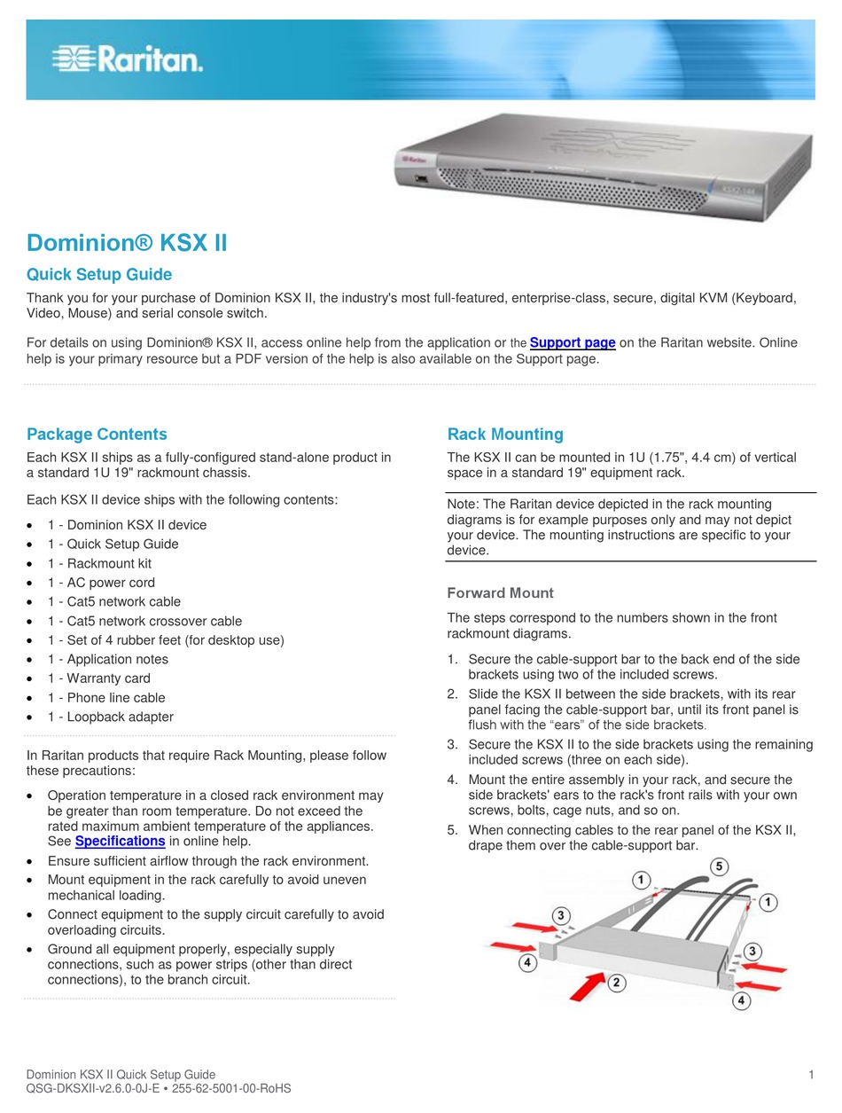 RARITAN DOMINION KSX II QUICK SETUP MANUAL Pdf Download | ManualsLib