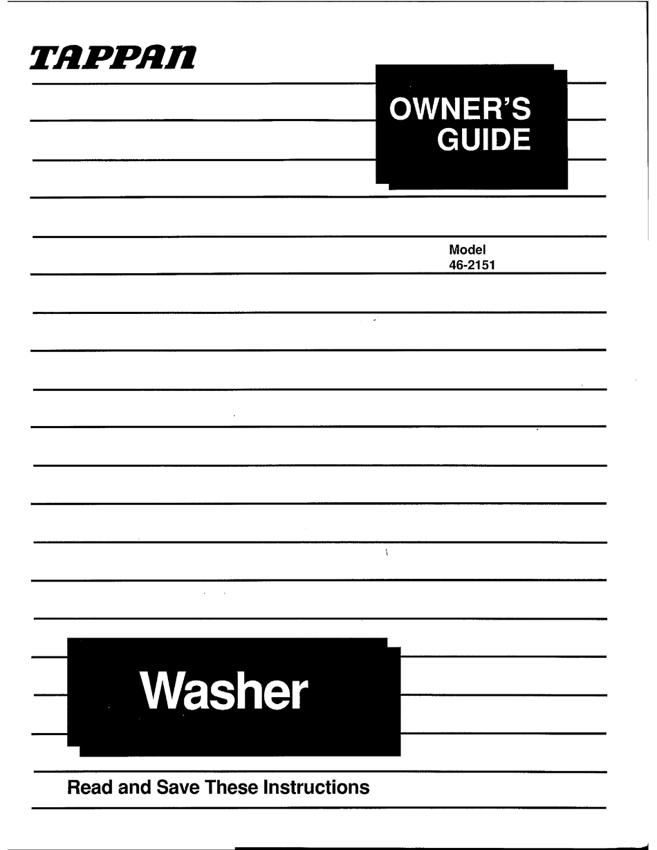 TAPPAN 462151 OWNER'S MANUAL Pdf Download ManualsLib