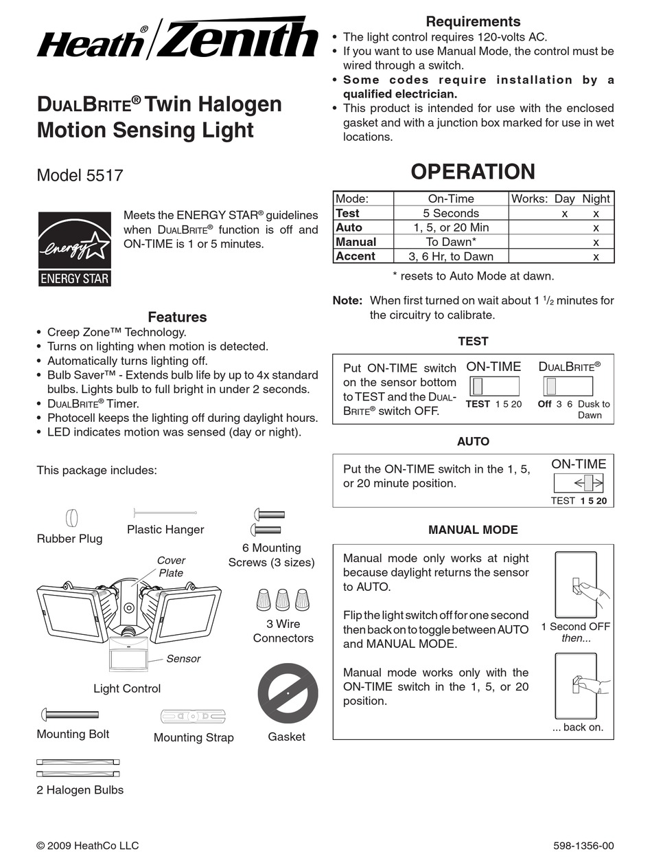 HEATH ZENITH DUALBRITE 5517 MANUAL Pdf Download | ManualsLib