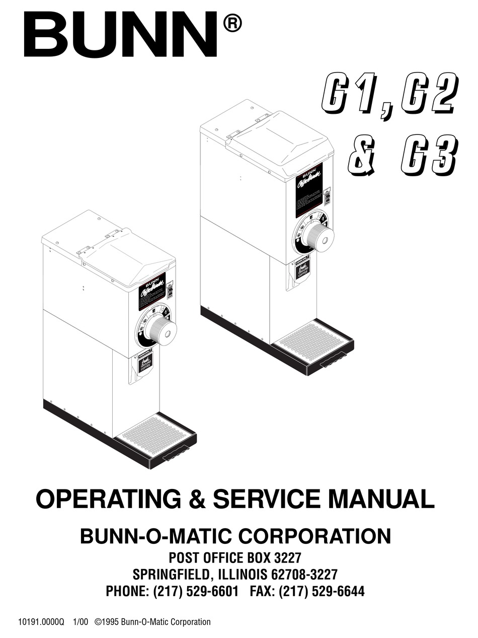 BUNN G1 OPERATING \u0026 SERVICE MANUAL Pdf 