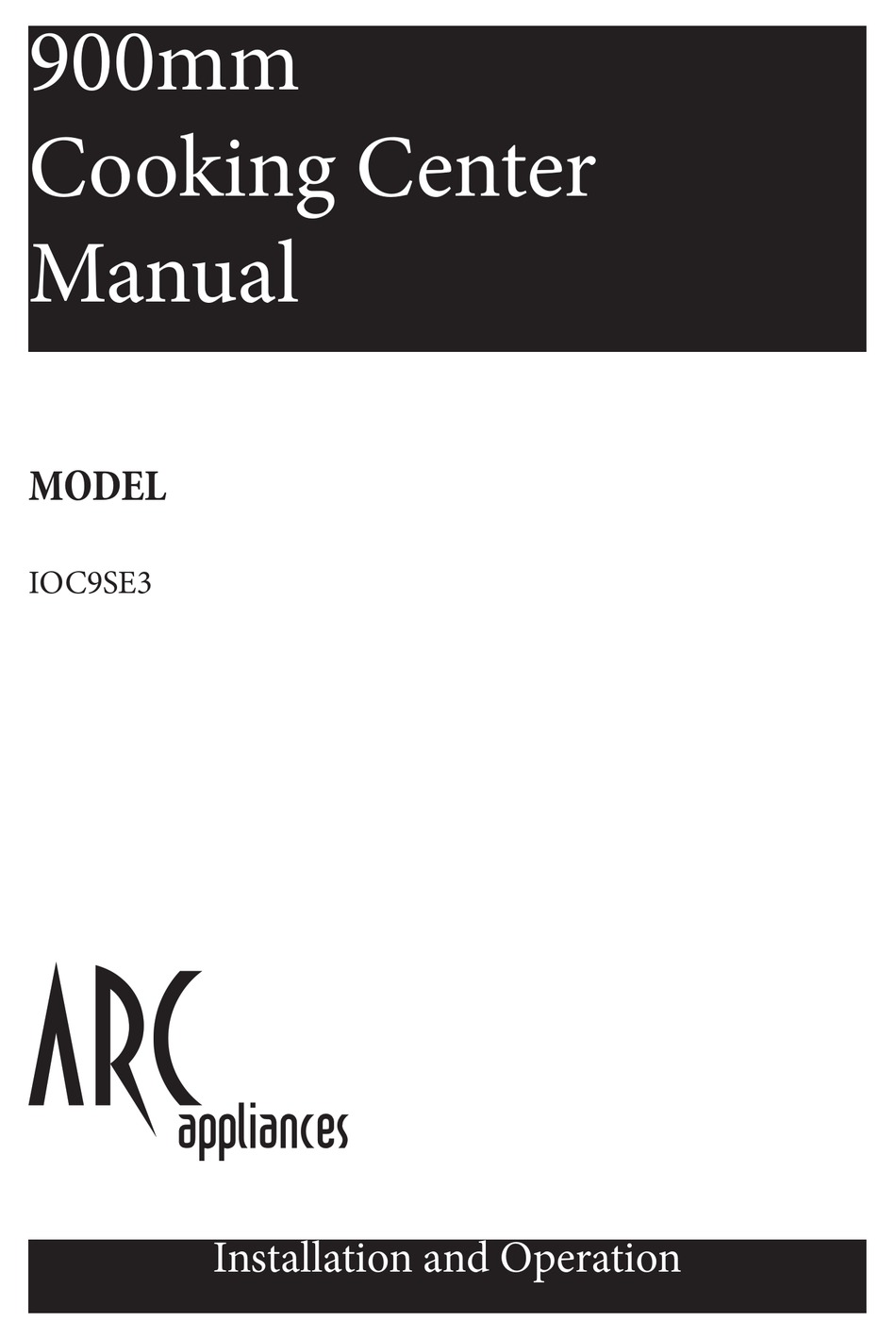 ARC APPLIANCES IOC9SE3 USER MANUAL Pdf Download ManualsLib