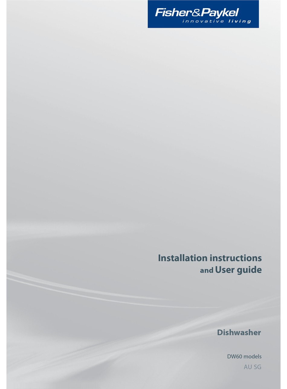 FISHER & PAYKEL DW60 SERIES INSTALLATION INSTRUCTIONS AND USER MANUAL Pdf Download ManualsLib