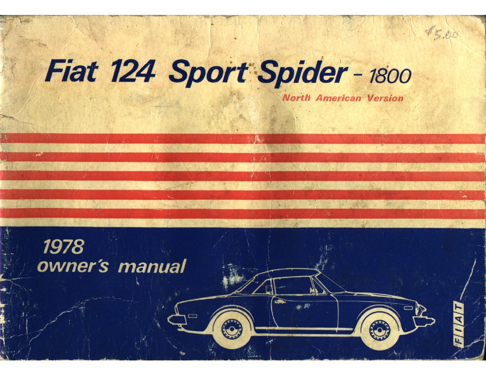 FIAT 1978 124 SPORT SPIDER 1800 OWNER'S MANUAL Pdf Download | ManualsLib