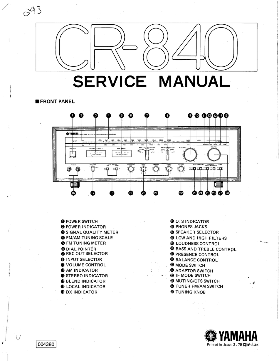 Yamaha Cr 840 Service Manual 11+ Pages - Manual Updated 2021 