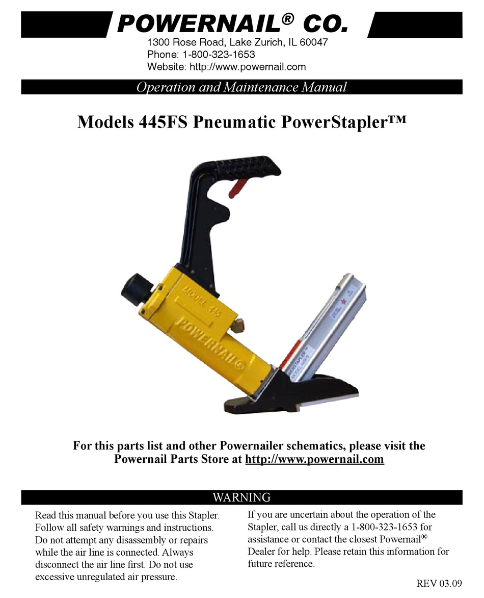 POWERNAIL 445FS OPERATION AND MAINTENANCE MANUAL Pdf Download ManualsLib