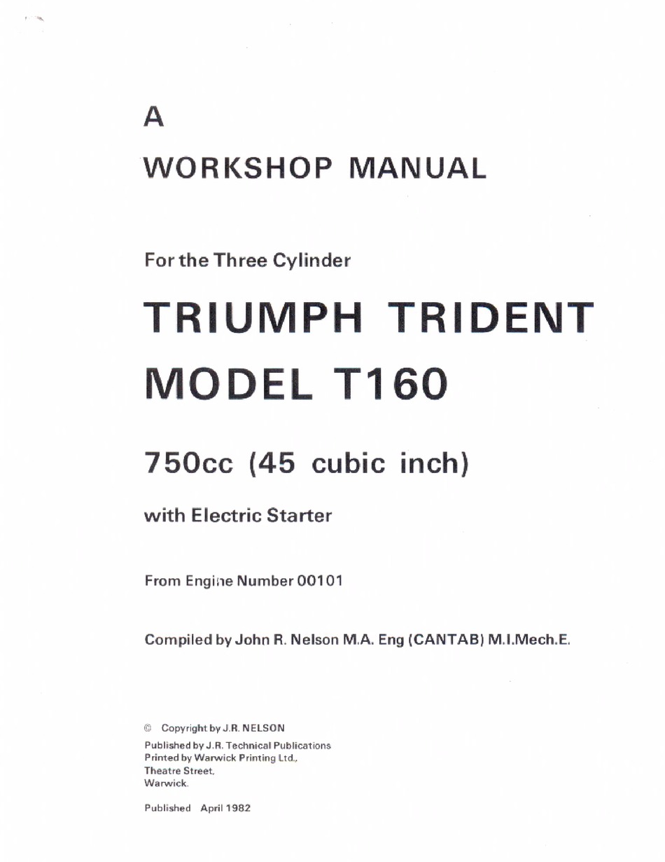 Triumph T160 TRIDENT livre de pièces pour 1975,