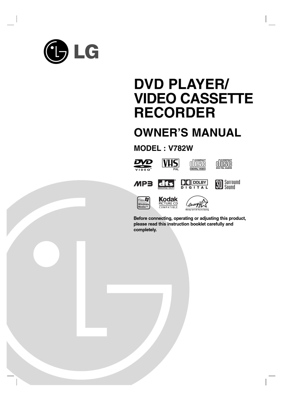 Lecteur DVD LG LGDVB418 pas de télécommande ni d'instructions