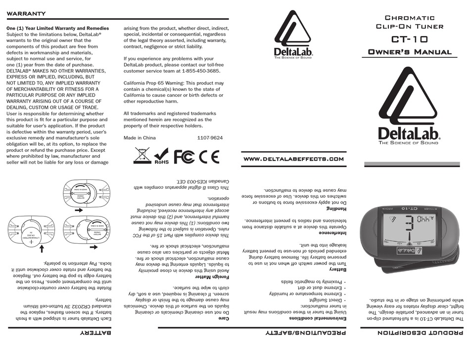 DELTALAB CT-10 OWNER'S MANUAL Pdf Download | ManualsLib