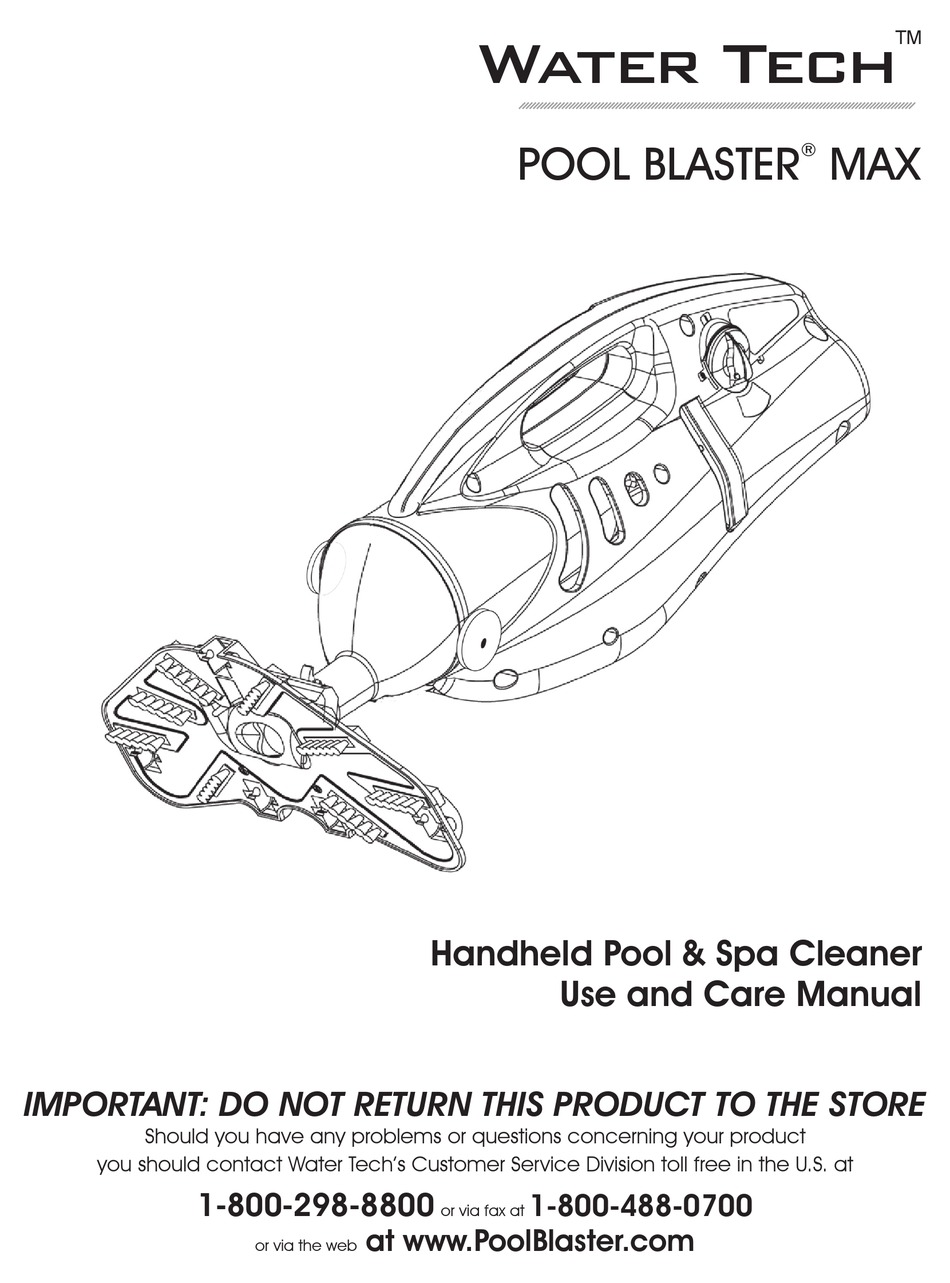 WATER TECH POOL BLASTER MAX USE AND CARE MANUAL Pdf Download ManuaLib