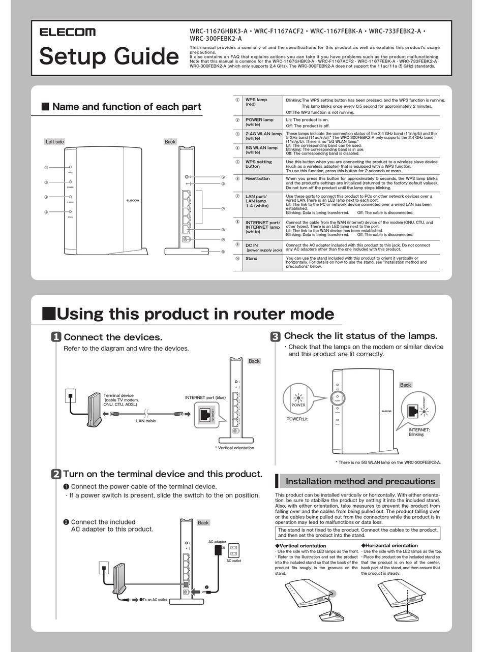 Elecom Wrc 1167ghbk3 A Setup Manual Pdf Download Manualslib