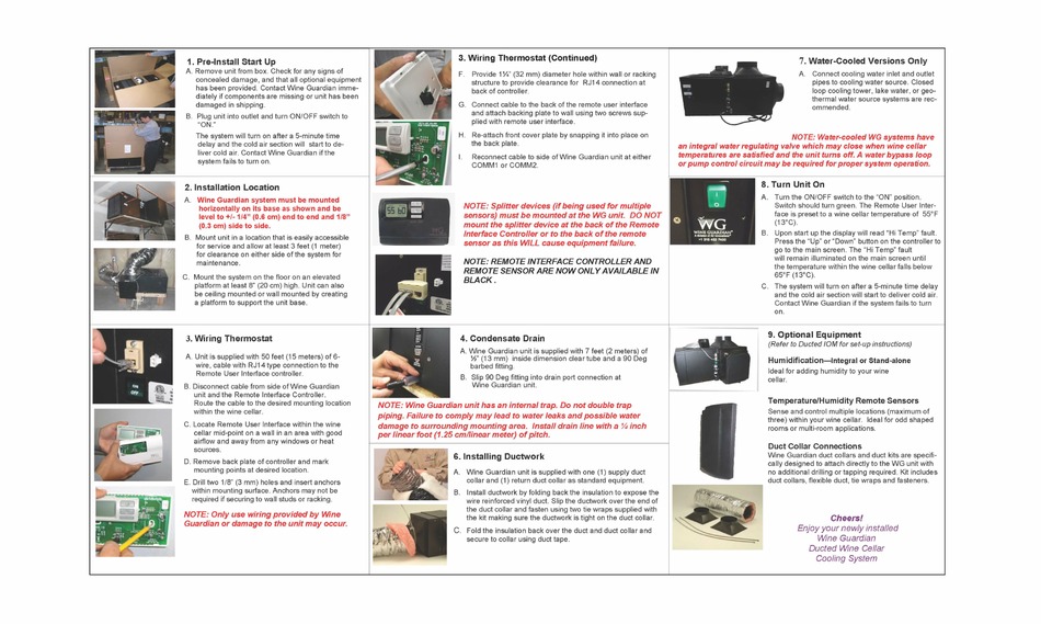 AIR INNOVATIONS WINE GUARDIAN QUICK START INSTALLATION MANUAL Pdf
