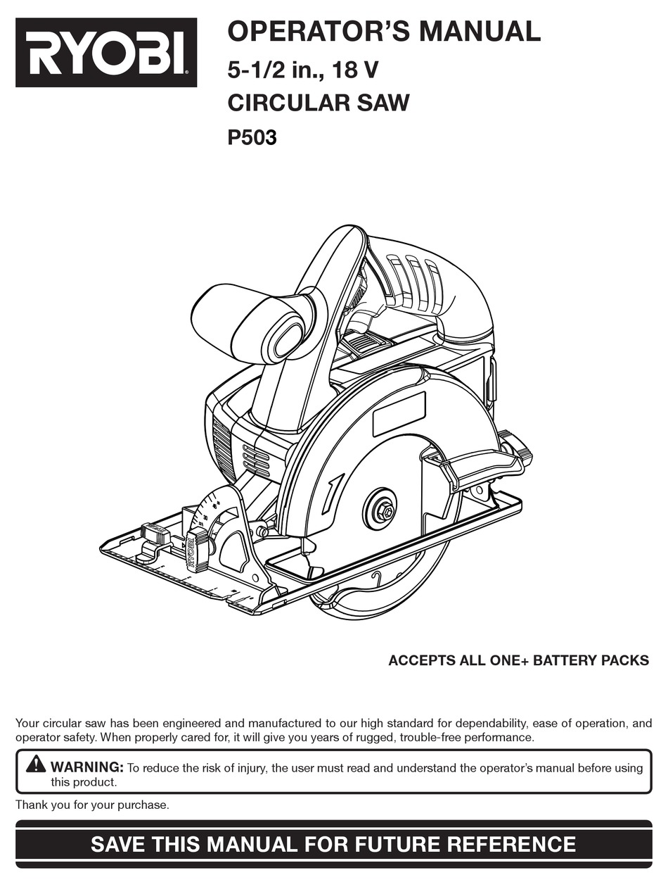 Ryobi p506 manual hot sale