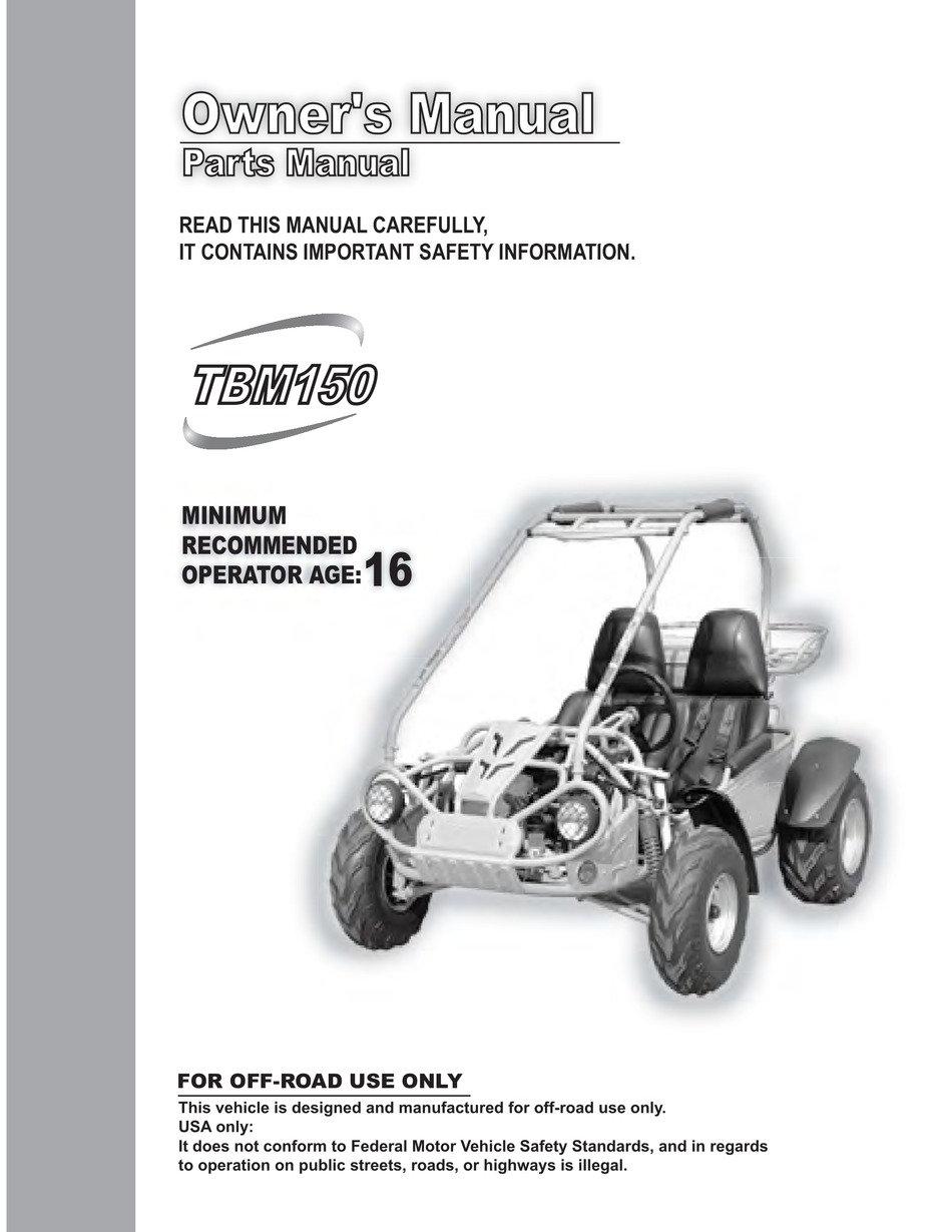 BV POWERSPORTS TBM150 OWNER