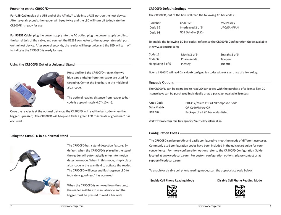 CODE CR900FD QUICK START MANUAL Pdf Download | ManualsLib