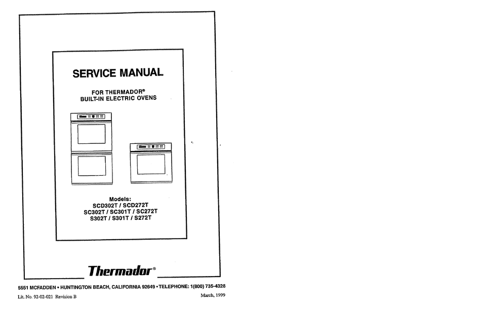 THERMADOR SCD302T SERVICE MANUAL Pdf Download ManualsLib
