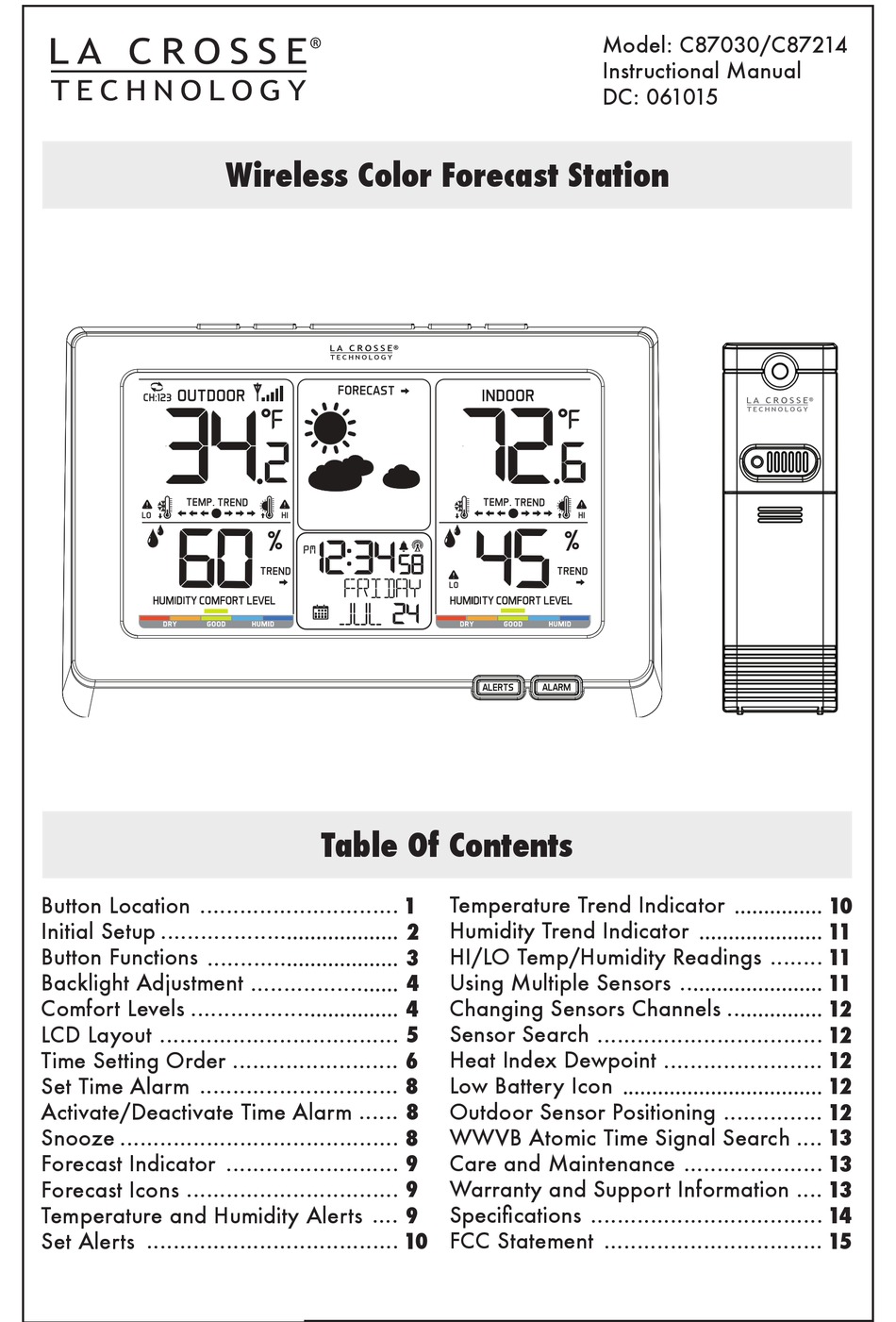 LA CROSSE TECHNOLOGY C87030 INSTRUCTIONAL MANUAL Pdf Download | ManualsLib