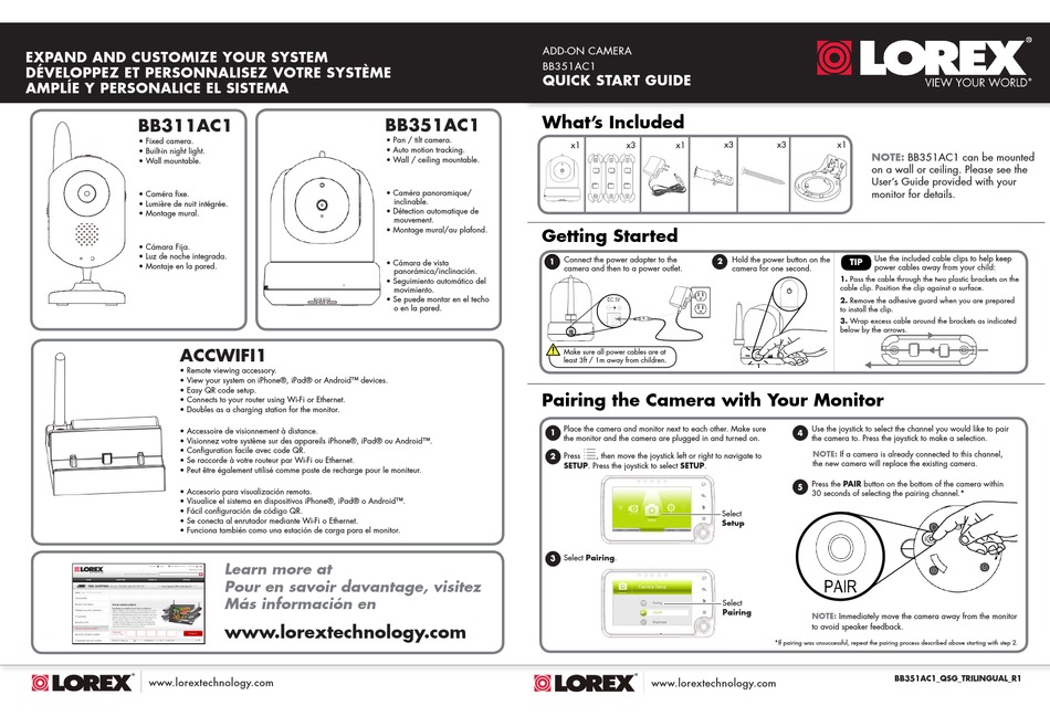 LOREX BB311AC1 QUICK START MANUAL Pdf Download ManualsLib