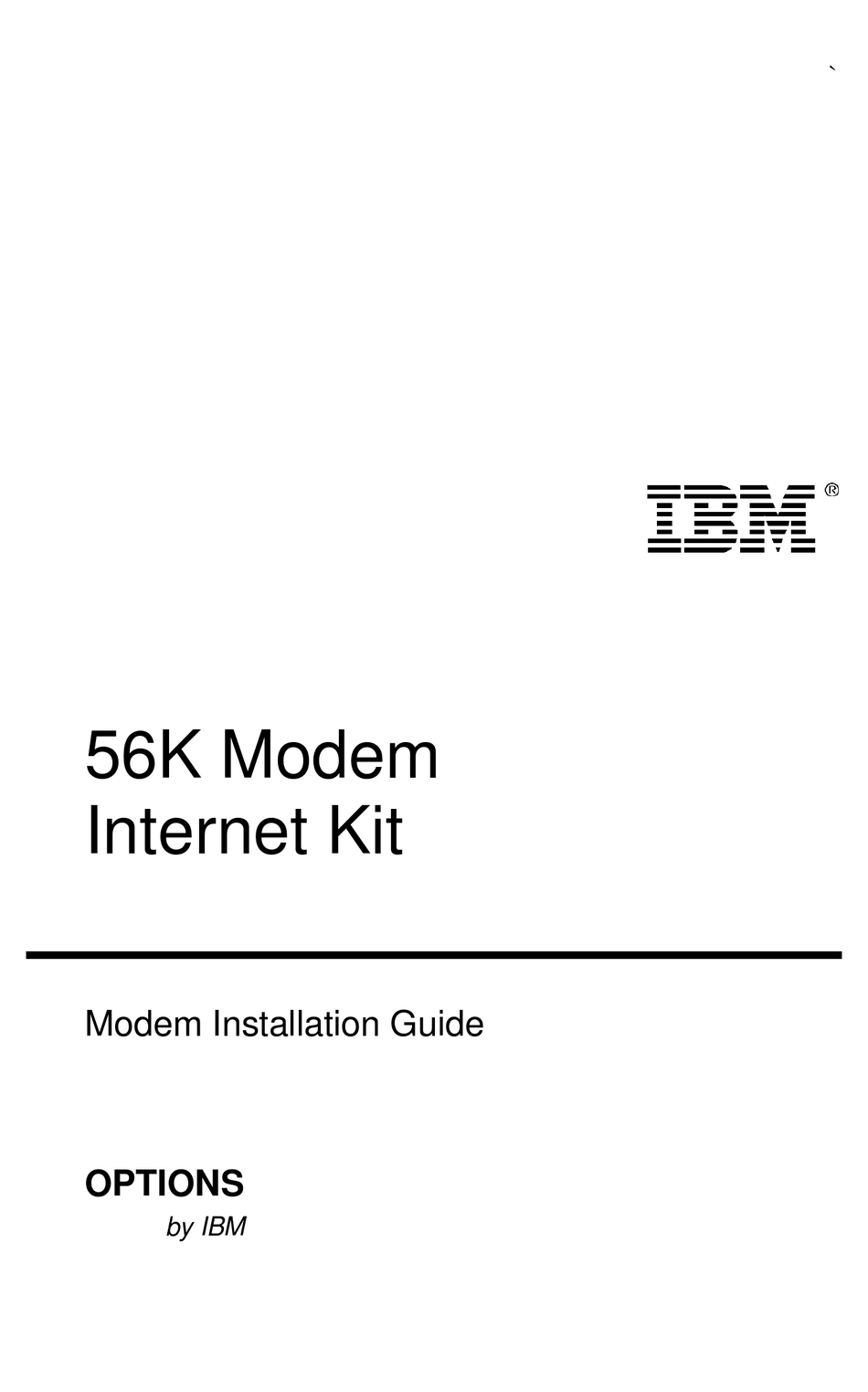 IBM 56K MODEM INSTALLATION MANUAL Pdf Download | ManualsLib